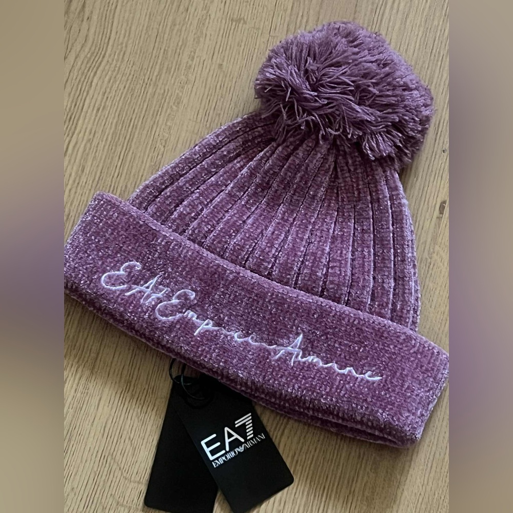 Emporio Armani Plush Purple Beanie